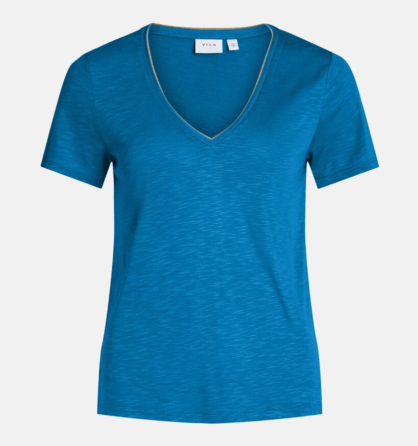 Vila Noel Lurex T-shirt en Bleu pour femmes (345198)