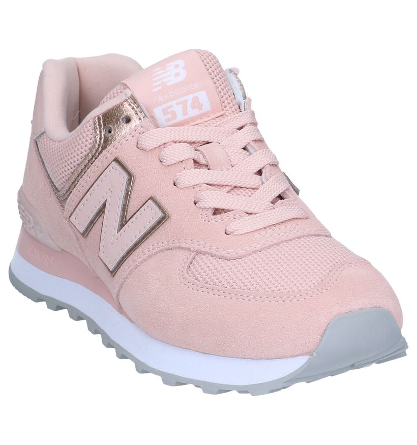 New Balance WL574 Roze Sneakers in daim (293644)