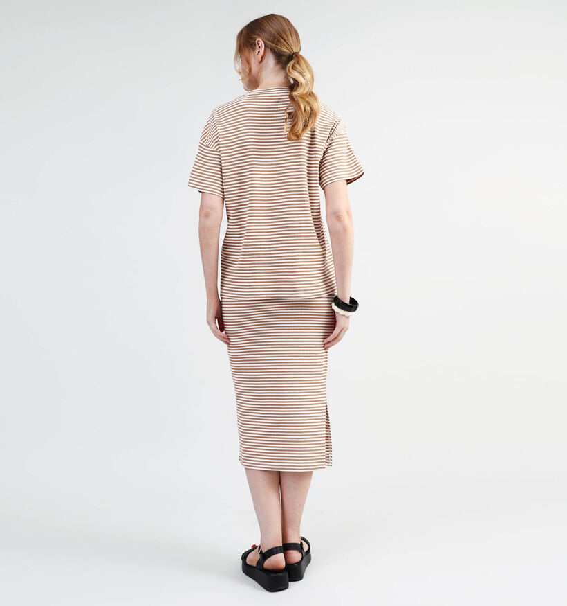Vila Jada Bruine Gestreepte T-shirt voor dames (334636)