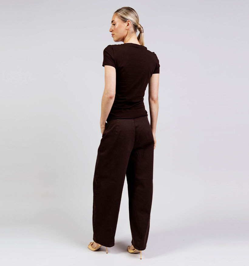 Guess Regal Brown Donkerbruine T-shirt met Korte Mouwen voor dames (370361)
