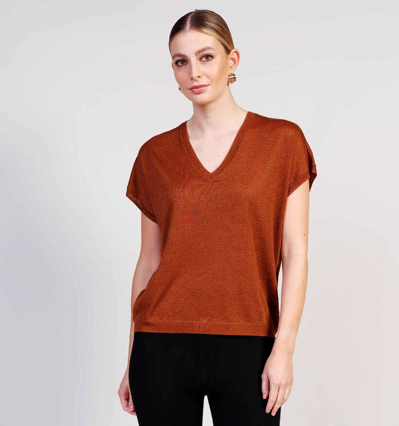 Minus Carlina Batsleeve Cognac T-shirt voor dames (361734)