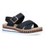 Rieker Sandales avec talon compensé en Noir pour femmes (323639)