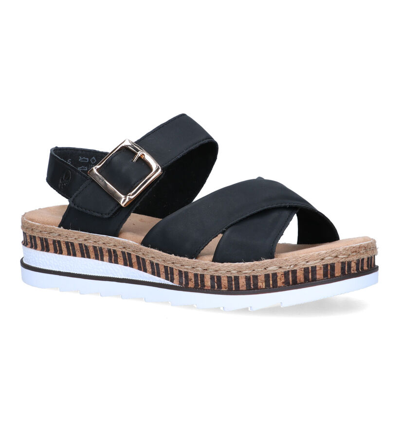 Rieker Zwarte Sandalen met Sleehak voor dames (323639)