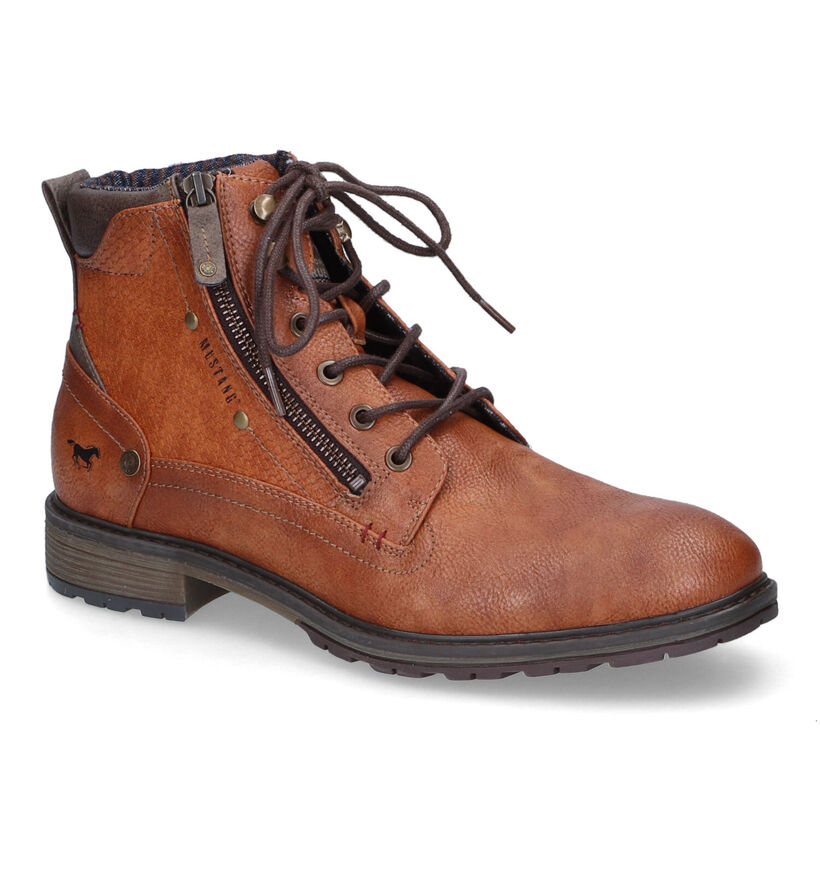 Mustang Boots à lacets en Cognac en simili cuir (313557)