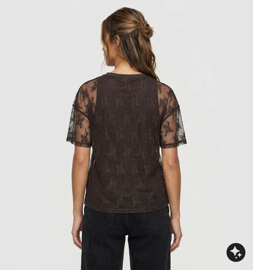 Vero Moda Nikita Donkerbruine Mesh Blouse voor dames (381943)