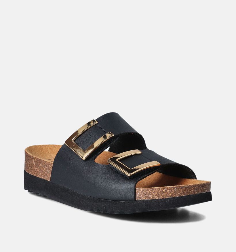 Scholl Monterey 2 straps Zwarte Slippers voor dames (357574)