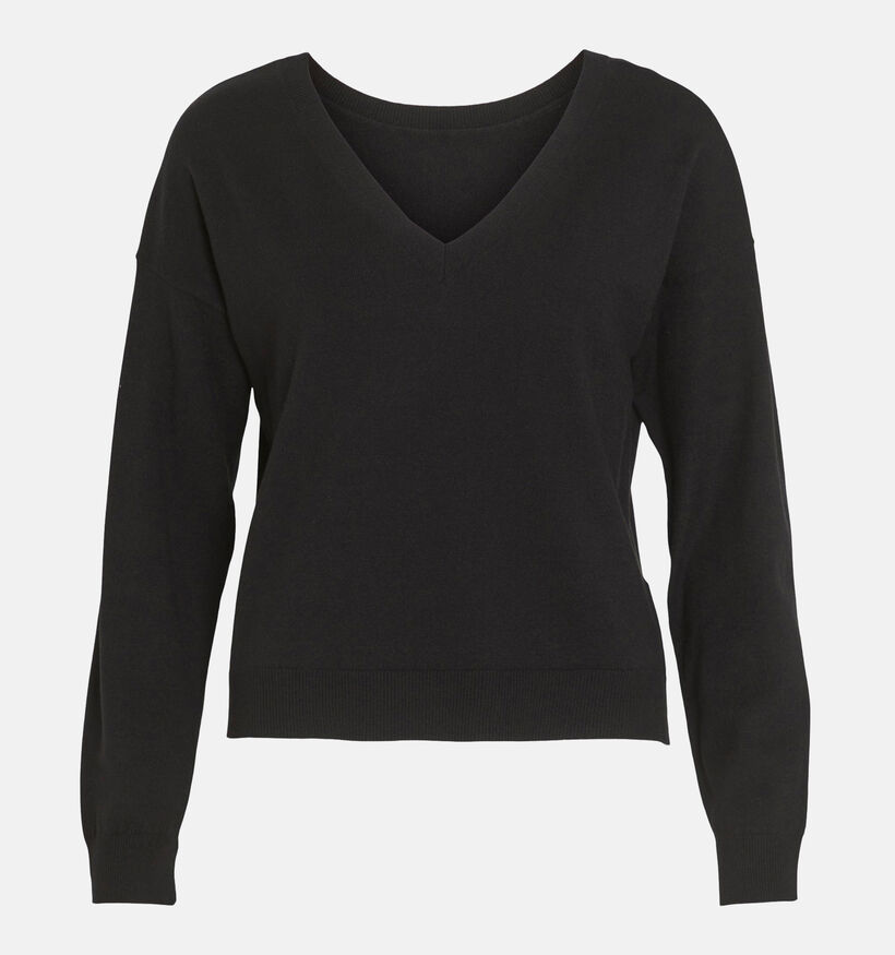 Vila Comfy Zwarte trui met v-hals voor dames (328905)