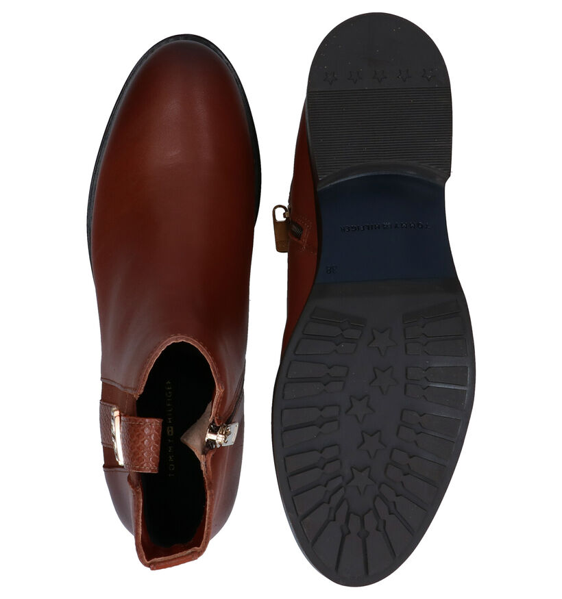 Tommy Hilfiger Interlock Leather Bottillons en Cognac en cuir (279981)