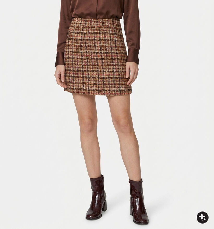 The Korner Bruine Geruite Mini-Rok voor dames (382188)