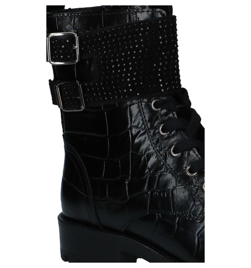 Scapa Zwarte Boots met Croco Print in leer (227385)