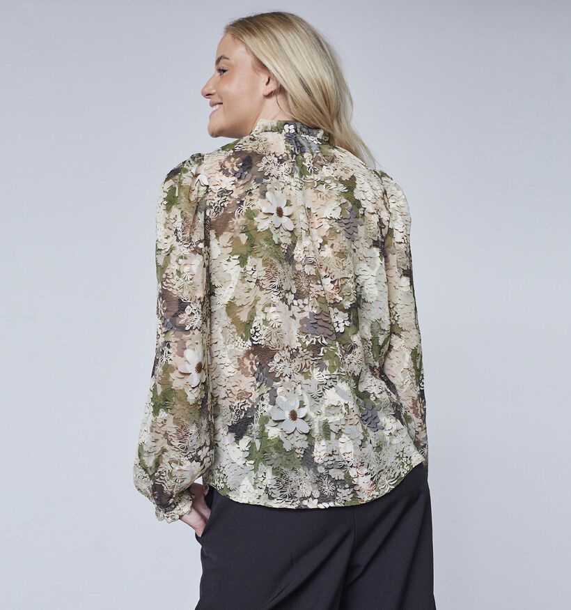 Sisters Point Elza Blouse en Beige/Vert pour femmes (371959)
