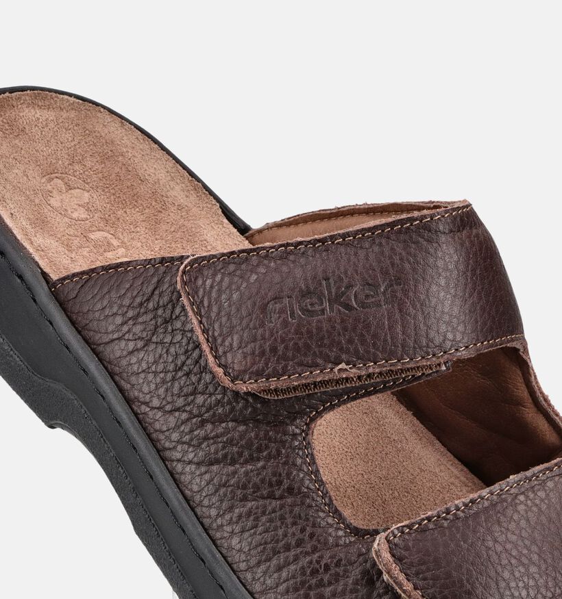 Rieker Nu-pieds en Brun fonc&eacute; pour hommes (370493) - pour semelles orthop&eacute;diques