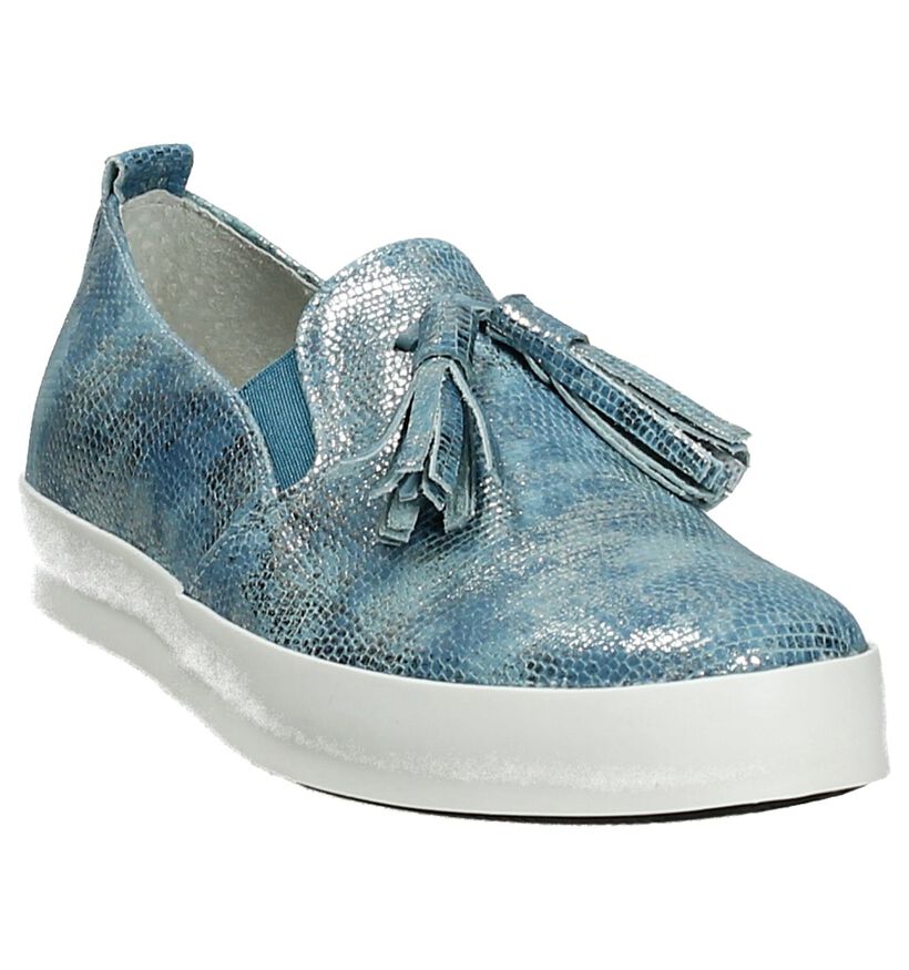 Youh! Chaussures slip-on en Bleu clair en cuir (201298)
