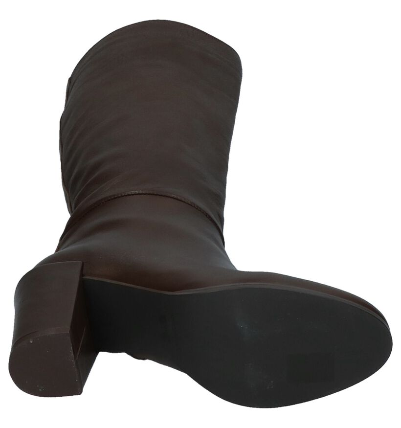 Via Roma Bruine Lange Laars in leer (176832)