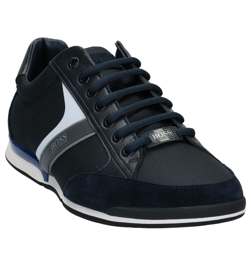 Hugo Boss Saturn Low Zwarte Veterschoenen in leer (285648)