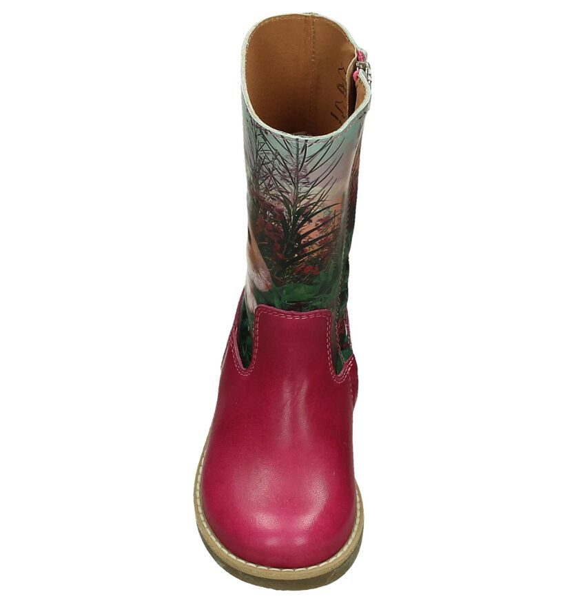 Wild Bottes hautes en Rose fuchsia en cuir (201989)