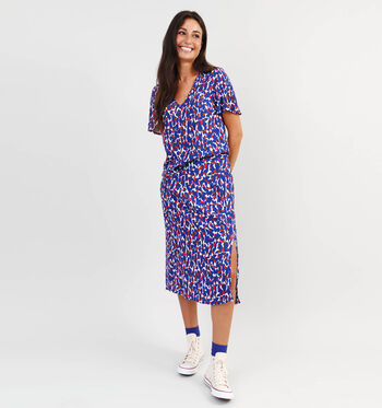 Jupe mi-longue bleu Vila Jupes Bleu