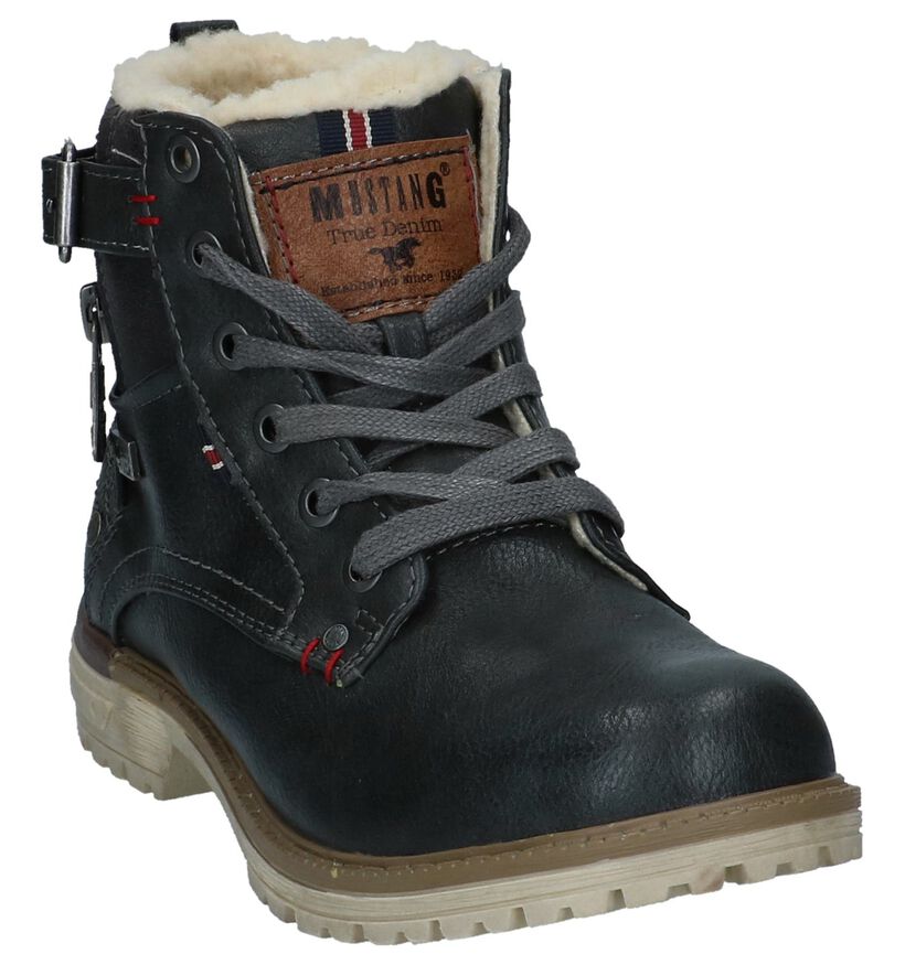 Mustang Boots met Rits/Veter Donker Grijs in kunstleer (231499)