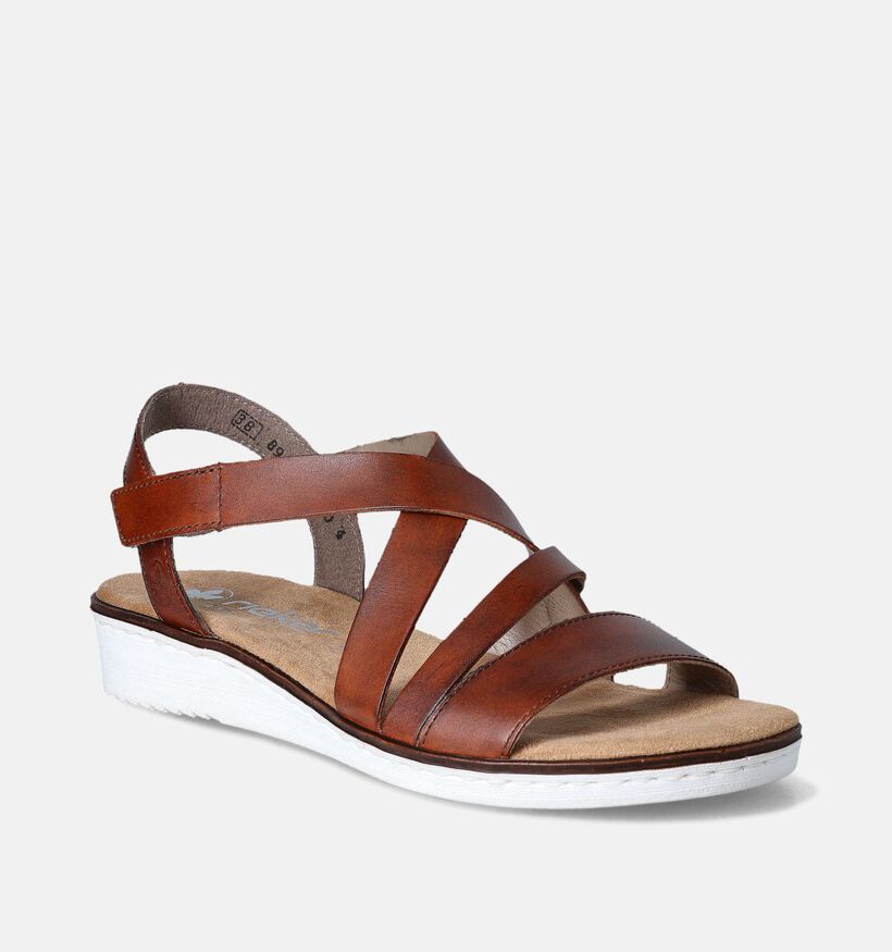 Rieker Sandales plates en Cognac pour femmes (354953)
