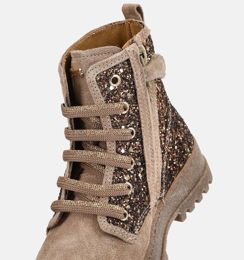 STONES and BONES Blesa Boots &agrave; lacets en Beige fonc&eacute; pour filles (378224) - pour semelles orthop&eacute;diques