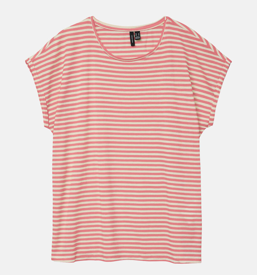 Vero Moda Ava Stripe T-shirt en Rose/Blanc pour femmes (369425)