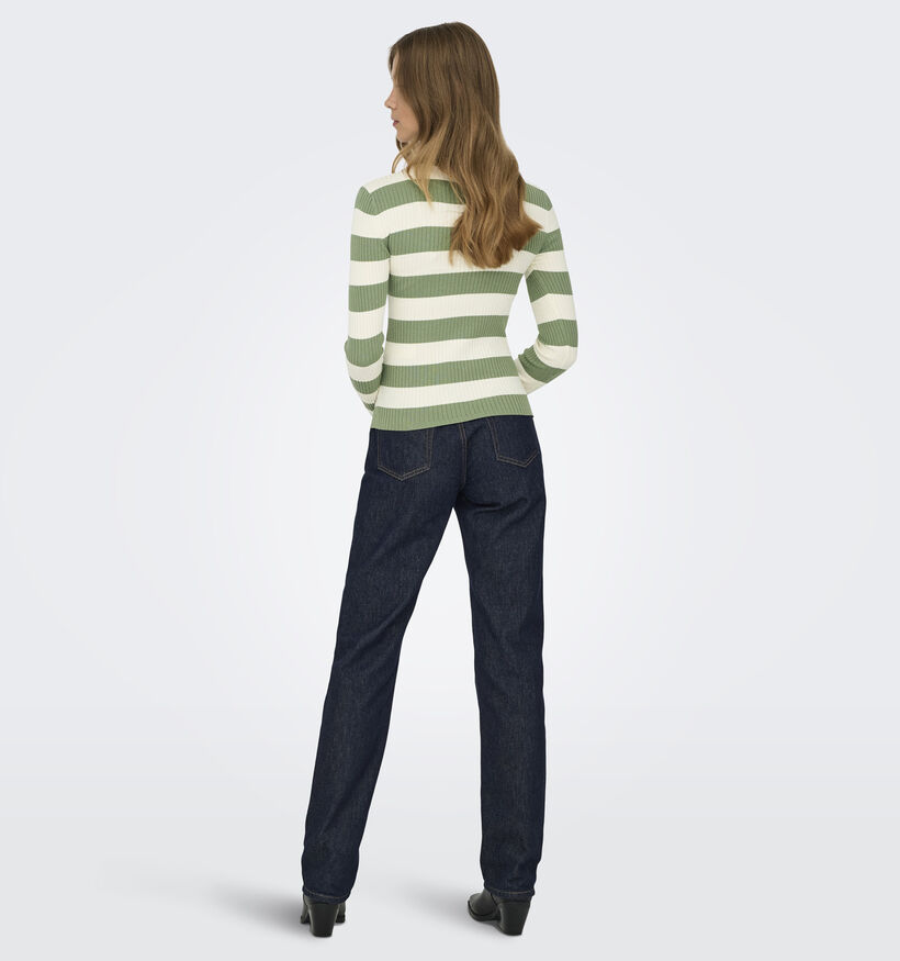 JDY Plum T-shirt Ray&eacute;e en Vert/Beige pour femmes (367914)