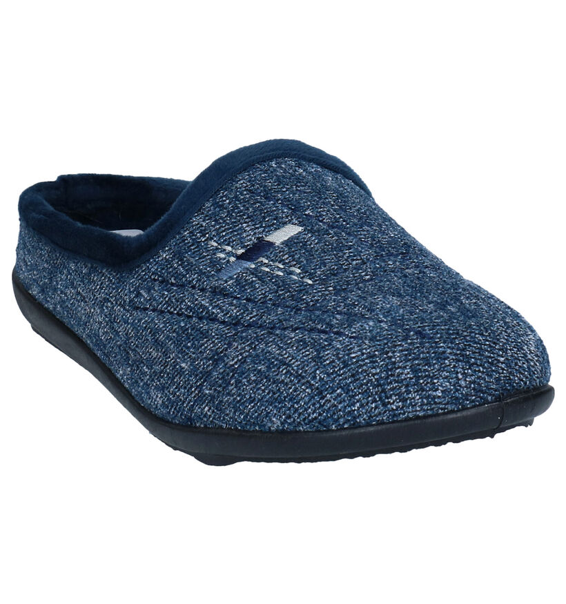 Milo & Mila Pantoufles ouvertes en Bleu foncé en textile (283927)