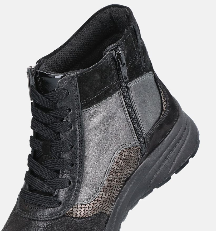 Gabor Boots &agrave; lacets en Noir pour femmes (380046) - pour semelles orthop&eacute;diques