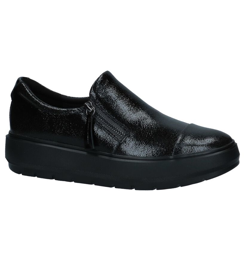 Geox Chaussures slip-on en Noir en cuir verni (223029)