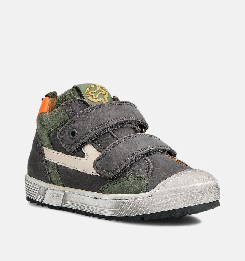 Stones and Bones Donkergrijze/Groene Sneakers voor jongens (361987) - geschikt voor steunzolen