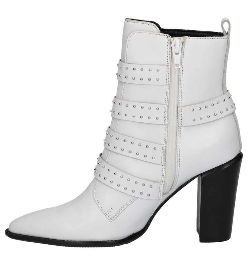 Witte Korte Laarzen Met Studs Bronx in leer (222457)