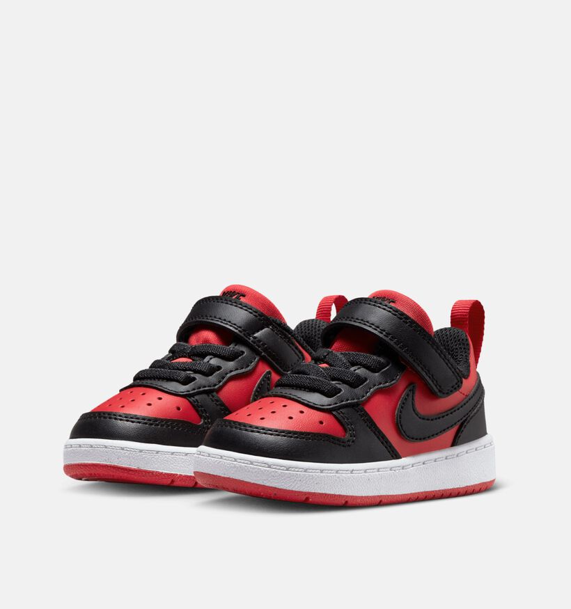 Nike Court Borough Zwarte/Rode Sneakers voor jongens (364682) - geschikt voor steunzolen