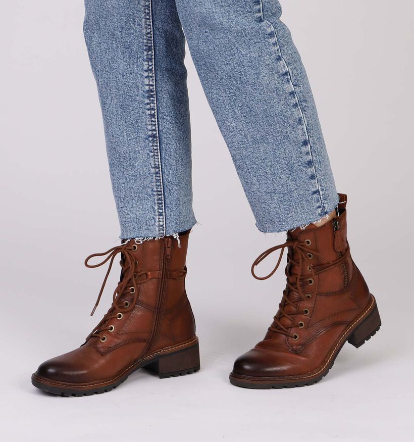 Jana Boots à lacets en Cognac en cuir (298452)