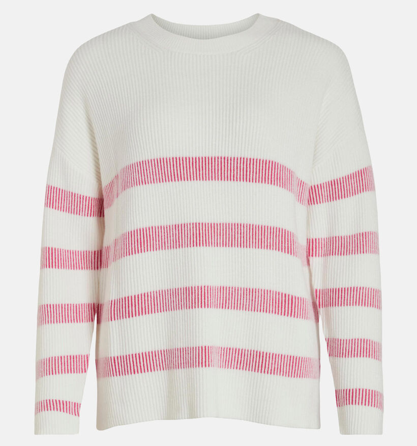 Vila Viril Pull à raye en Blanc / Rose pour femmes (326957)