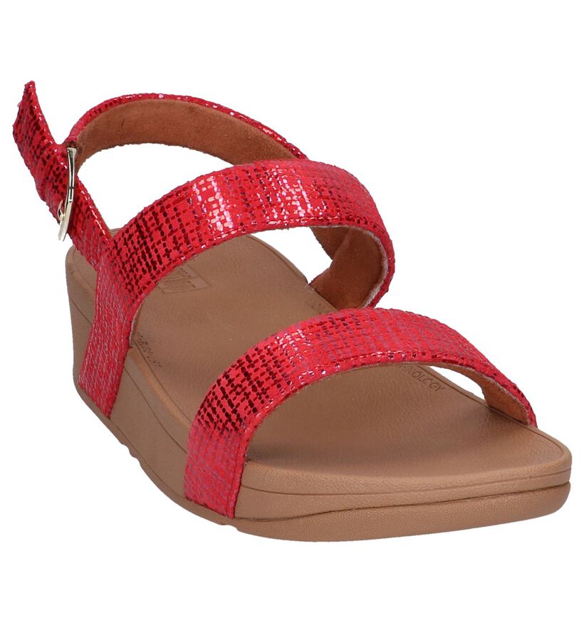 Rode Sandalen Lottie Chain Print in daim (240171)