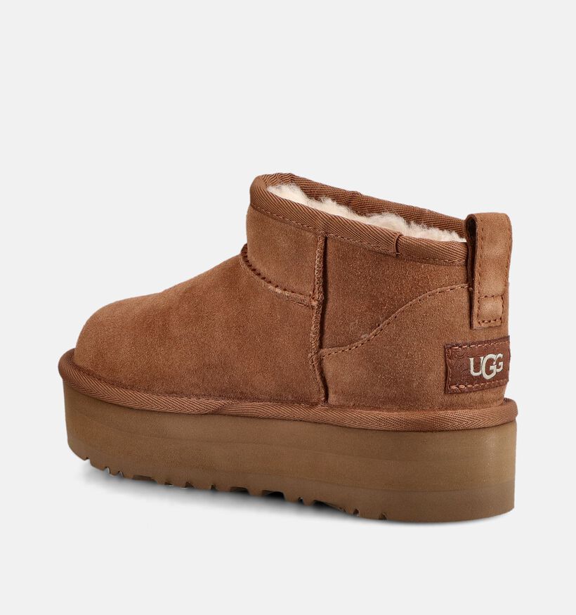UGG Classic Ultra Mini Platform Bottes d'hiver en Cognac pour filles (378003)