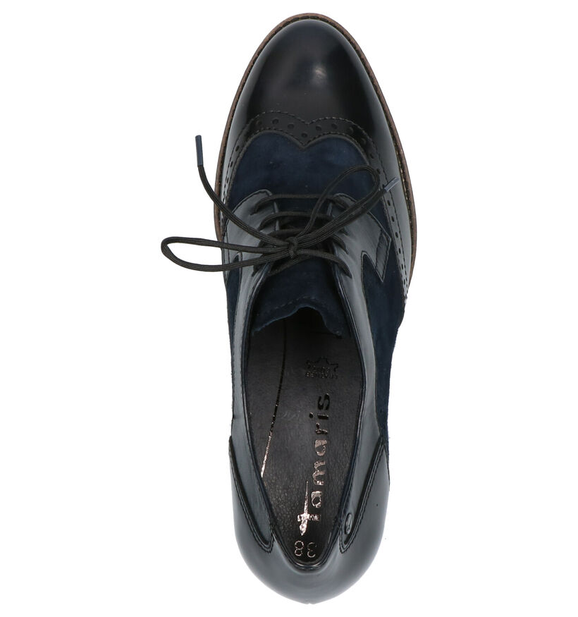 Tamaris ANTIshokk Blauwe Enkelpumps in leer (257190)