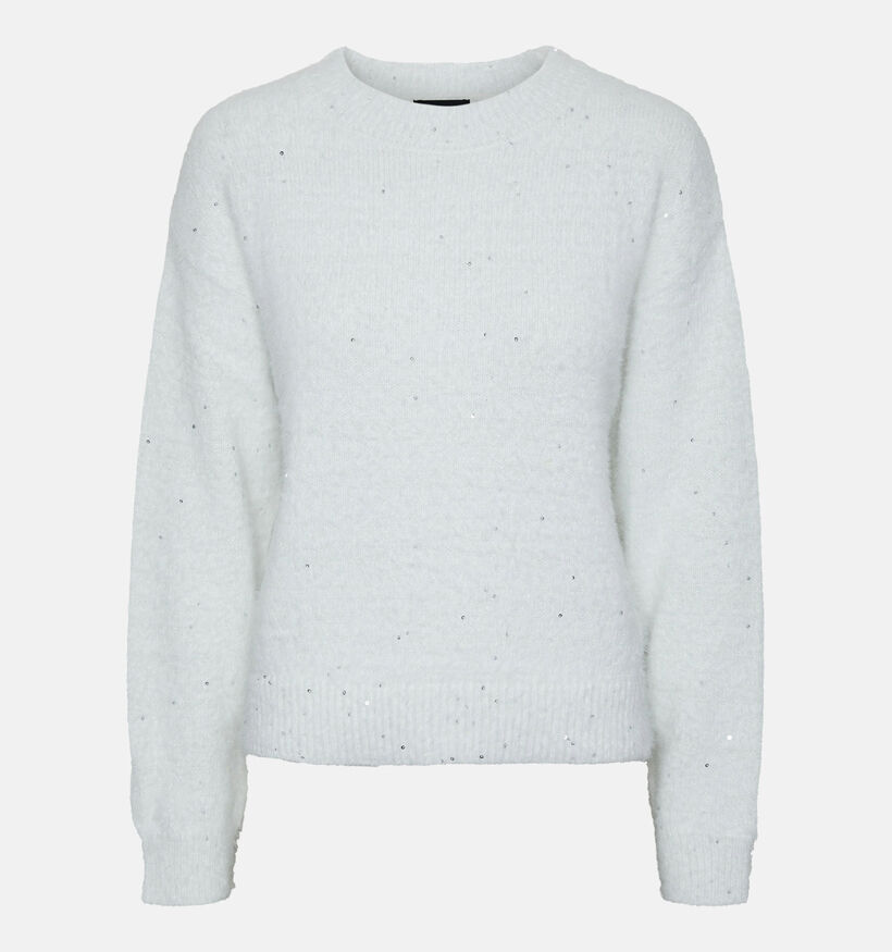 Pieces Neqin Pull tricot&eacute; en Blanc pour femmes (346540)