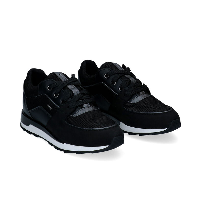 Geox New Aneko Zwarte Sneakers in leer (301056)