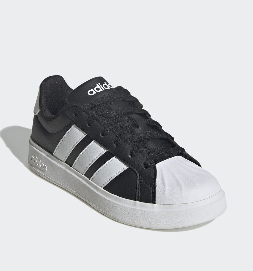 adidas Streettalk Zwarte/Witte Sneakers voor jongens (372665) - geschikt voor steunzolen