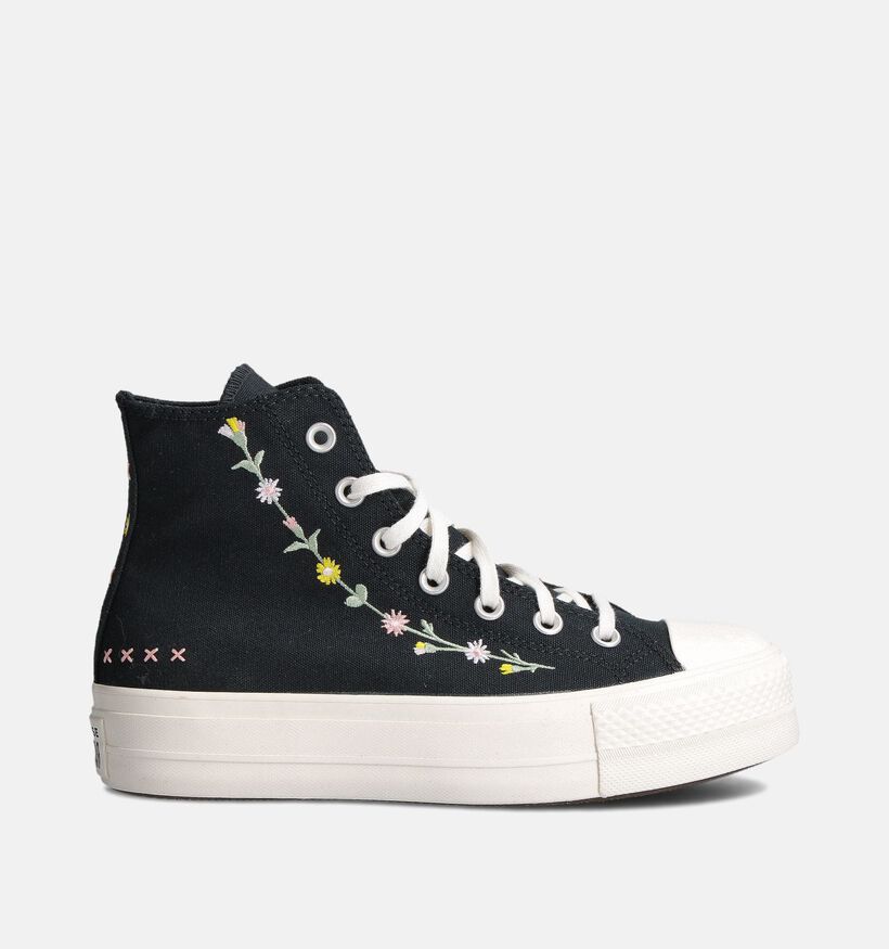 Converse Chuck Taylor All Star Lift Floral Baskets montantes en Noir pour femmes (357546) - pour semelles orthopédiques