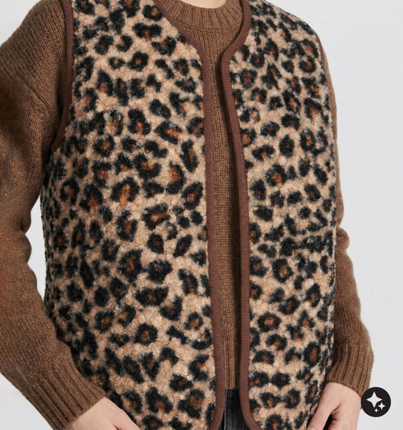 Deeluxe Original Azmira Veste sans manches Leopard en Marron pour femmes (382278)