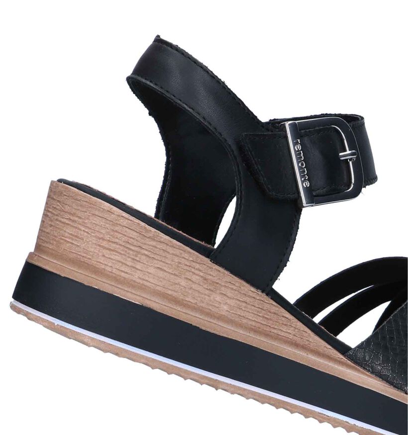 Remonte Sandales avec talon compensé en Noir pour femmes (323560)