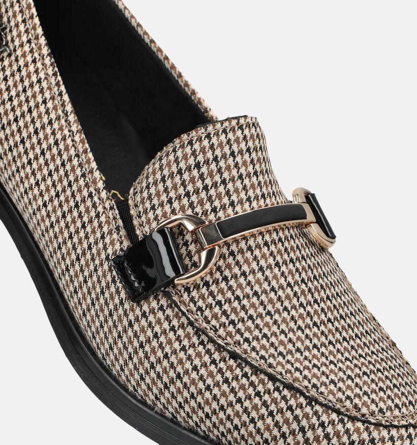 Rieker Houndstooth Beige/Zwarte Loafers voor dames (376581)