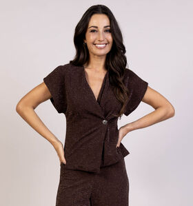 Sisters Point Bruine Blouse met Korte Mouwen voor dames (371984)