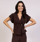Sisters Point Bruine Blouse met Korte Mouwen voor dames (371984)