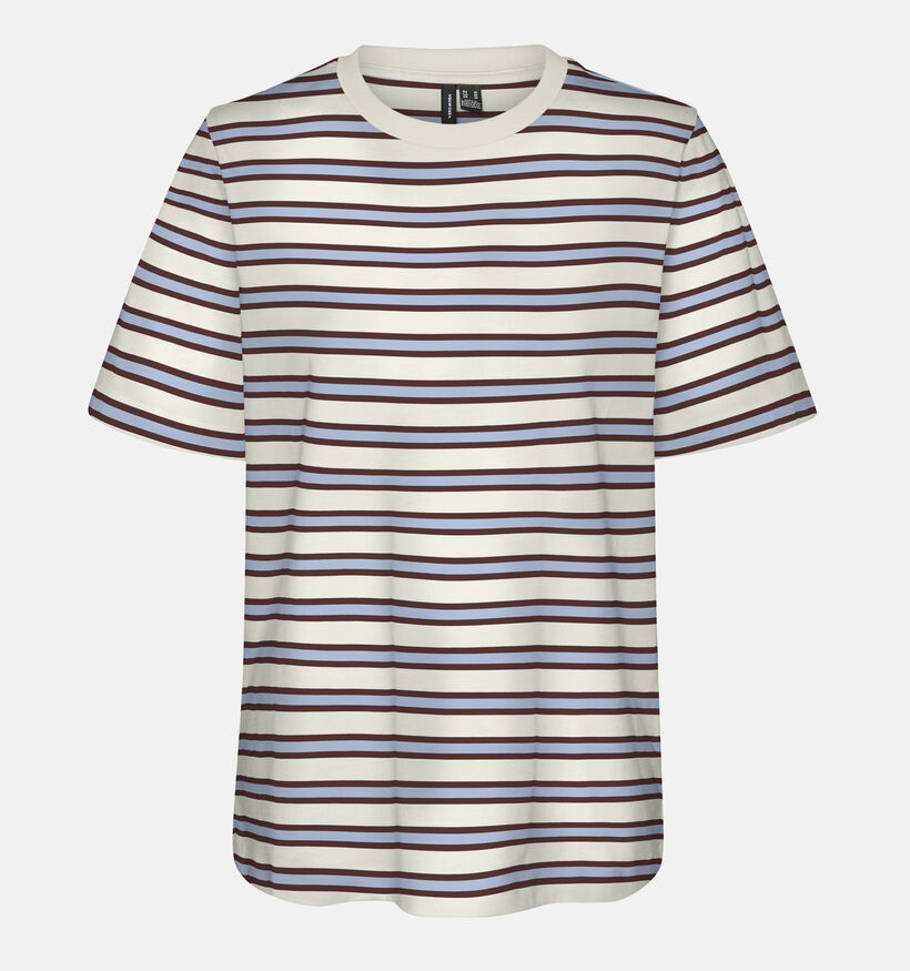 Vero Moda Mika Demi Beige/Blauwe Gestreepte T-shirt voor dames (380526)