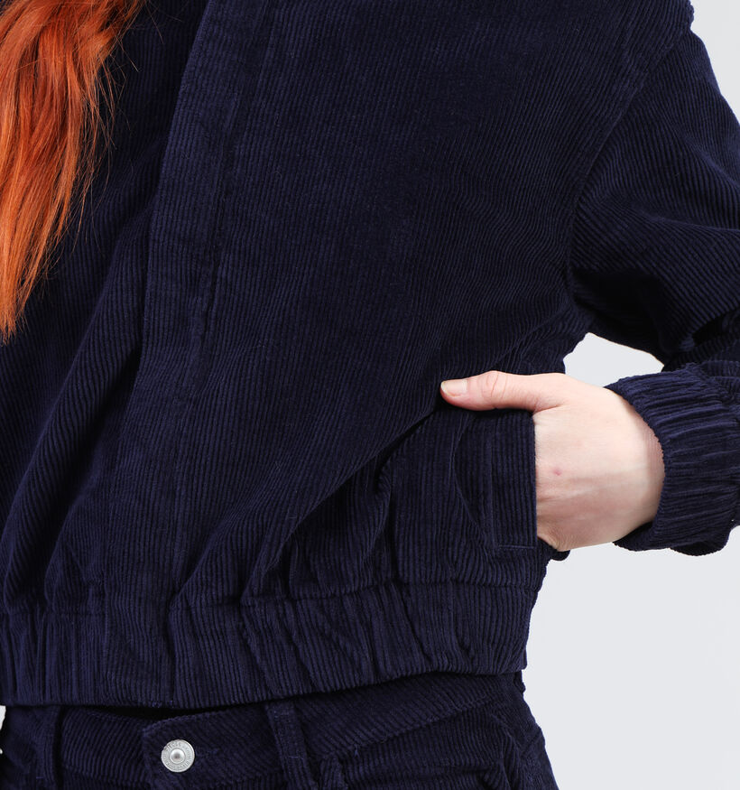 Pieces Rillo Blauw Corduroy bomber vest voor dames (348382)