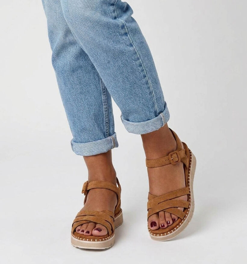 Tamaris Sandales compens&eacute;es en Cognac pour femmes (371737)