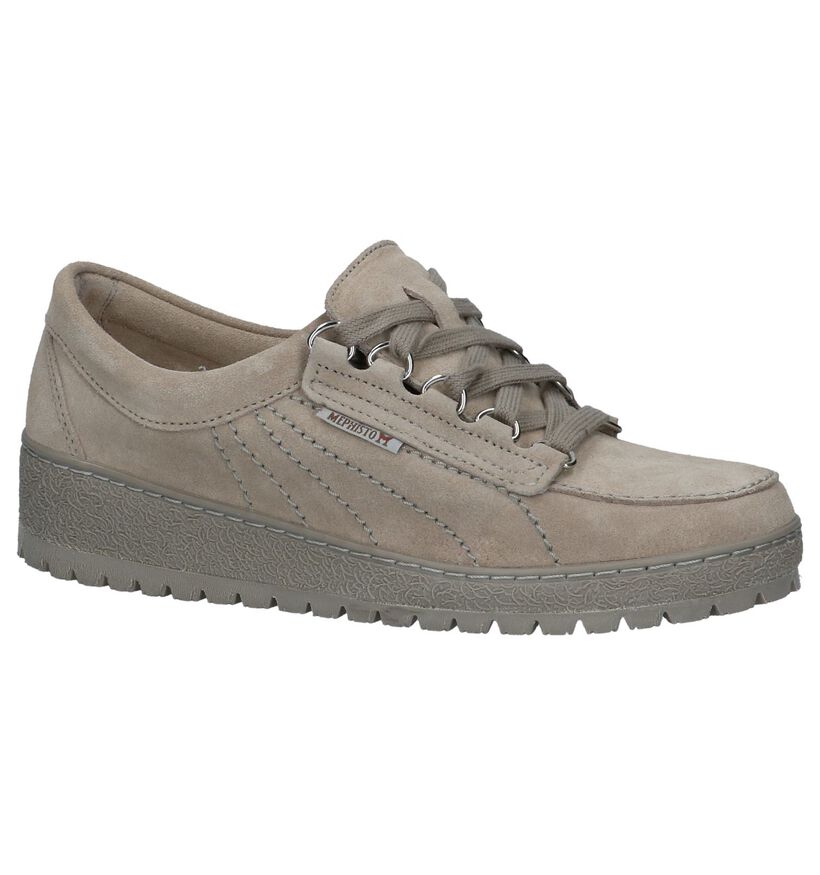 Taupe Veterschoenen Mephisto Lady in daim (246531)